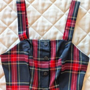 Bershka Tartan Red and Black Midi Dress Small